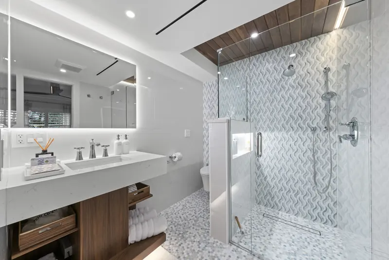 Spa-inspired bath with walk-in shower