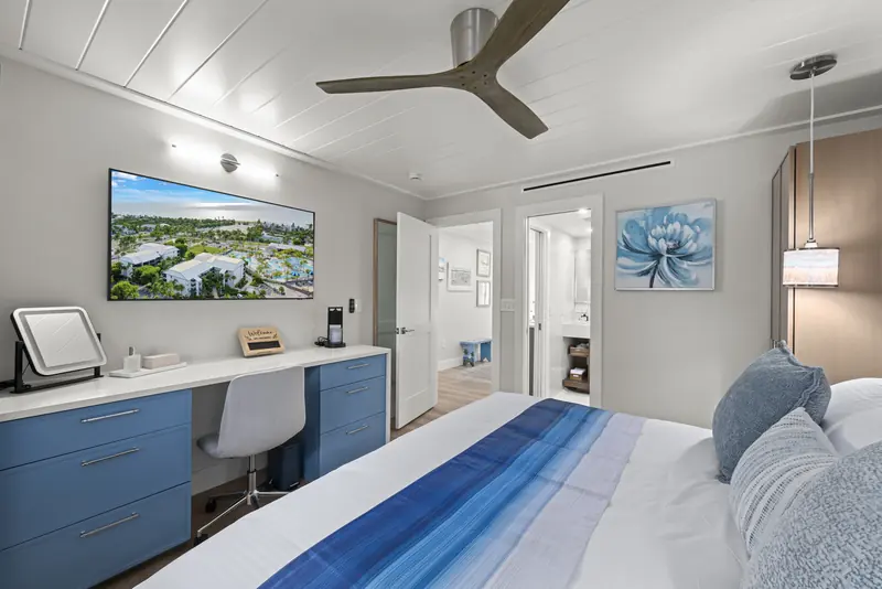 Work desk and smart TV in the bedroom