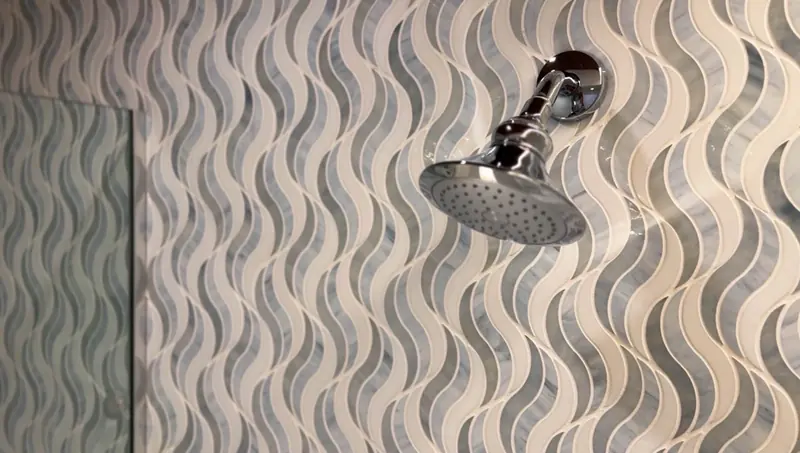 Wave mosaic shower tile