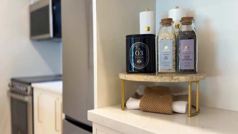 Coffee station with gold accents