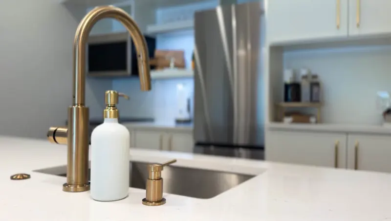 Brushed-gold kitchen faucet
