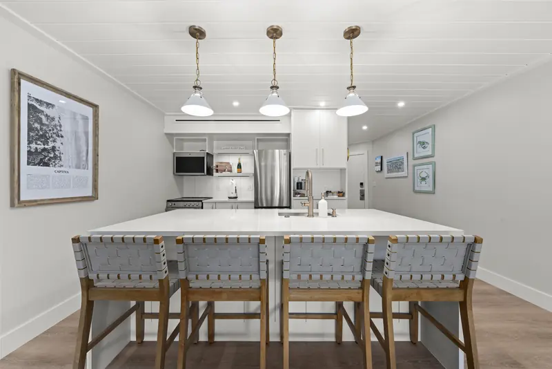 Kitchen with full-size stainless appliances