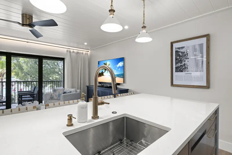 Island sink with views to the living room