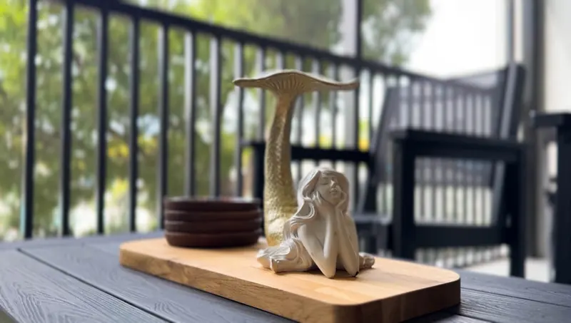 Mermaid sculpture on the lanai